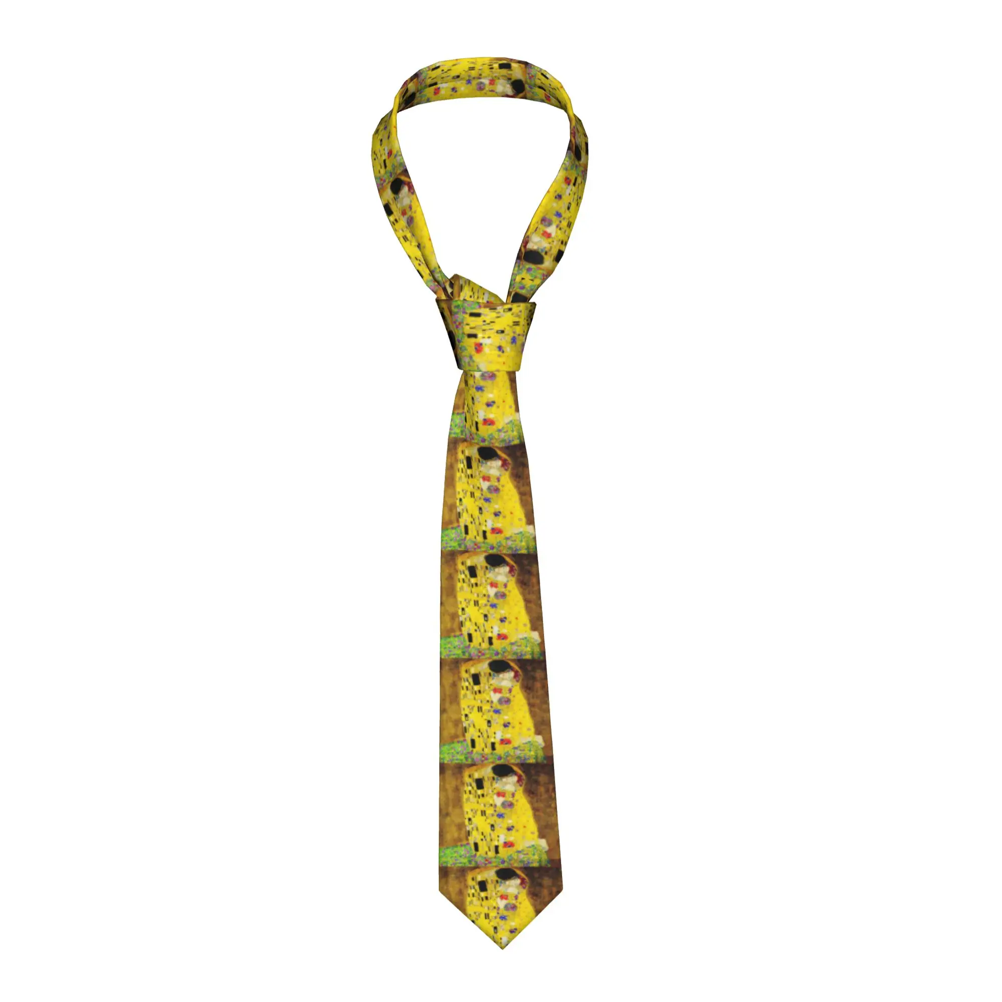Fashion The Kiss By Gustav Klimt Neck Tie Mens Silk Liebespaar Painting Necktie for Wedding Cravat