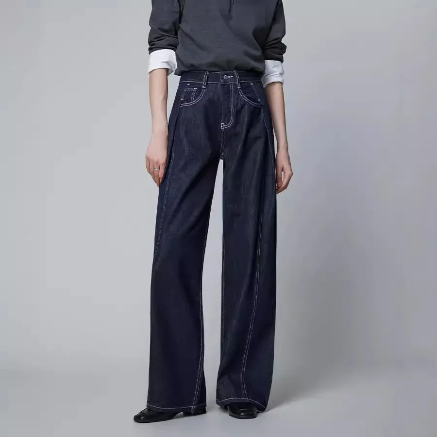 

Широкие брюки, джинсы, женская уличная одежда, карманы с высокой талией, потертые винтажные джинсовые прямые брюки длиной до пола