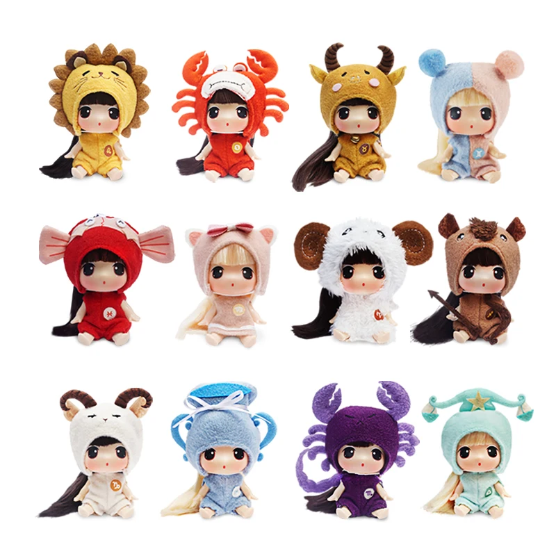 Ddung Super Cute Twelve Constellations Twelve Zodiac Dolls Replaceable Clothes Doll Vinyl Figure for Christmas Birthday Gift