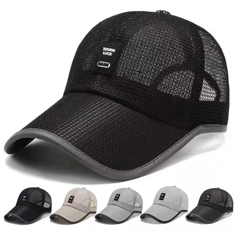 Summer Women Men Mesh Baseball Cap Solid Snapback Label Stick Sunhat Outdoor Breathable Hip Hop Baseball Hats Casquette