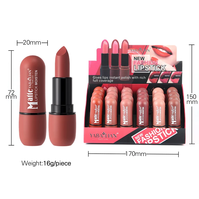 Matte Lipstick 6-Color Sexy Velvet Lips Smooth Contour Pencil Brown Lip Waterproof Long-Lasting Color Lips 1Pcs Lipgloss Makeup - view 6