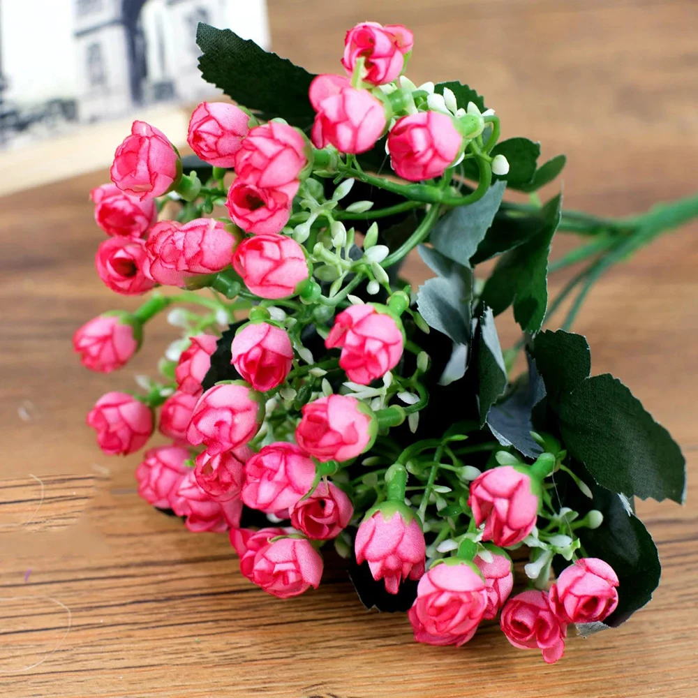 36 Heads/Bunch Artificial Silk Flowers Bunch Mini Rose Bud Fake Flowers Peonies Party Home Office Decor Garden Artificial Decor