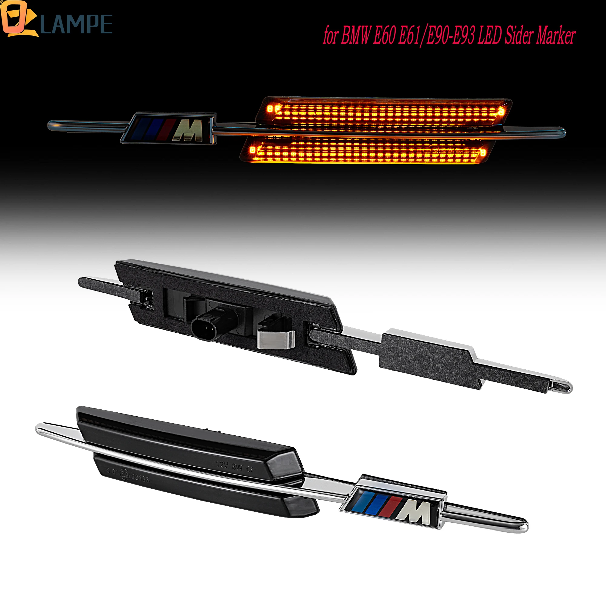 

2Pcs Dynamic LED Turn Signal Indicator Light Side Marker Lamp For BMW E60 E61 E90 E46 E91 E82 E93 E83 Amber Lights