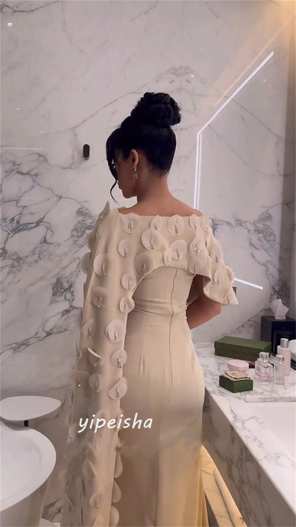 Customized   s Applique Draped Pleat Wedding Party Sheath One-shoulder Bespoke Occasion Gown Long Dresses