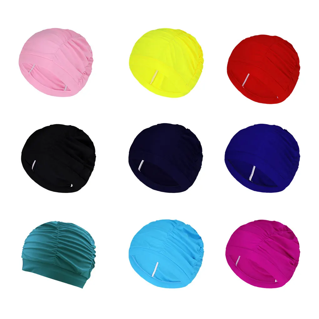 Bonnet de bain en tissu imperméable pour femme, léger, réglable, noir, rester confortable