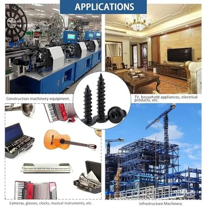 

304 Stainless Steel Allen Hex Hexagon Socket M3 M4 M5 M6 Screw Carbon Steel Black Button Cap Round Head Self Tapping Wood Screws