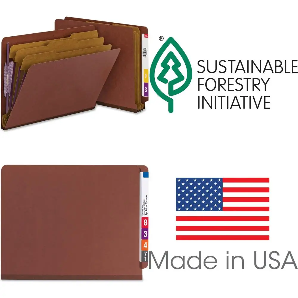 Carpeta de clasificación de prensa reciclada con sujetadores SafeSHIELD, 3 divisores, 3 expansores, tamaño carta