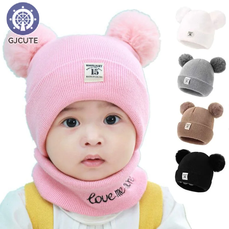 1Pcs Baby Knitted Bonnet Solid Newborn Baby Hat Pompom Cute Winter Hat For Kids Boys Girls Children Warm Beanie Cap 0-3Y