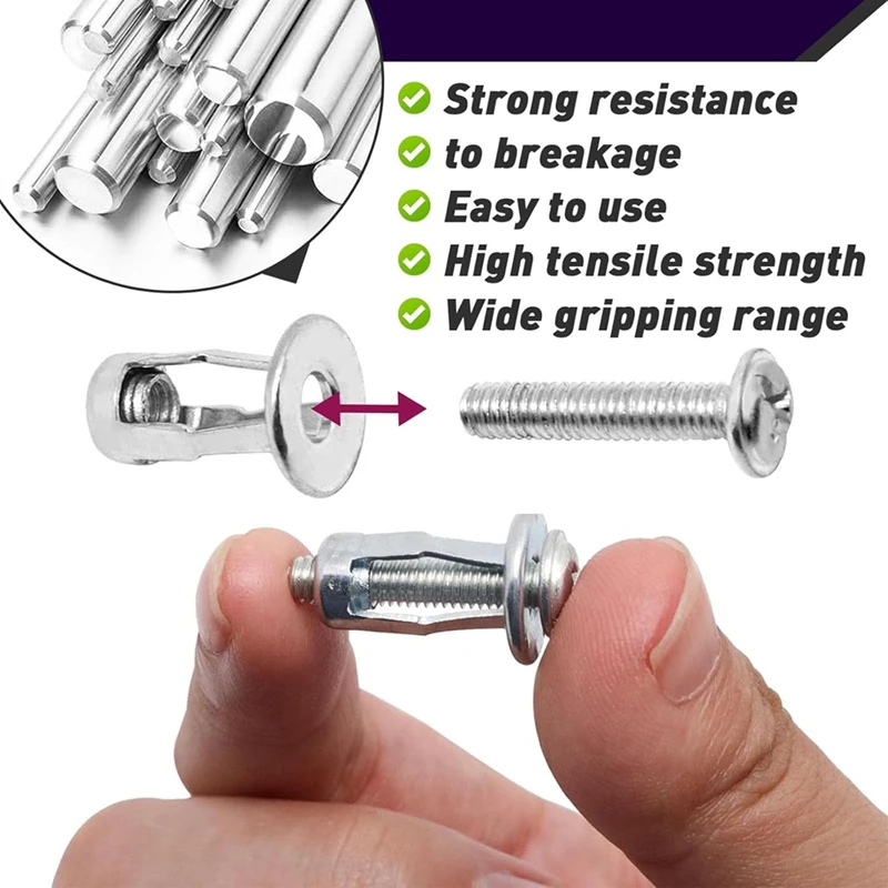 PORK-60 Pcs M 4 X 20 Hollow Door Anchor Set, Hollow Cavity Fixing Hollow Wall Anchors For Aluminium Cladding Sheet Steel Pipe