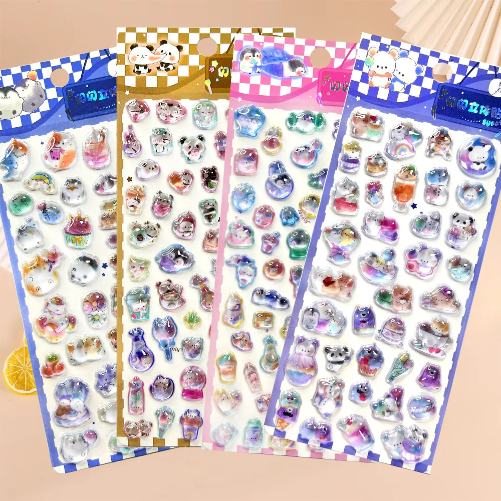 1 Uds. Pegatina en relieve 3D de comida de dibujos animados divertida a la moda, pegatina de cristal de Sushi Kawaii, pegatinas de papelería para diario Diy, regalo al por mayor para