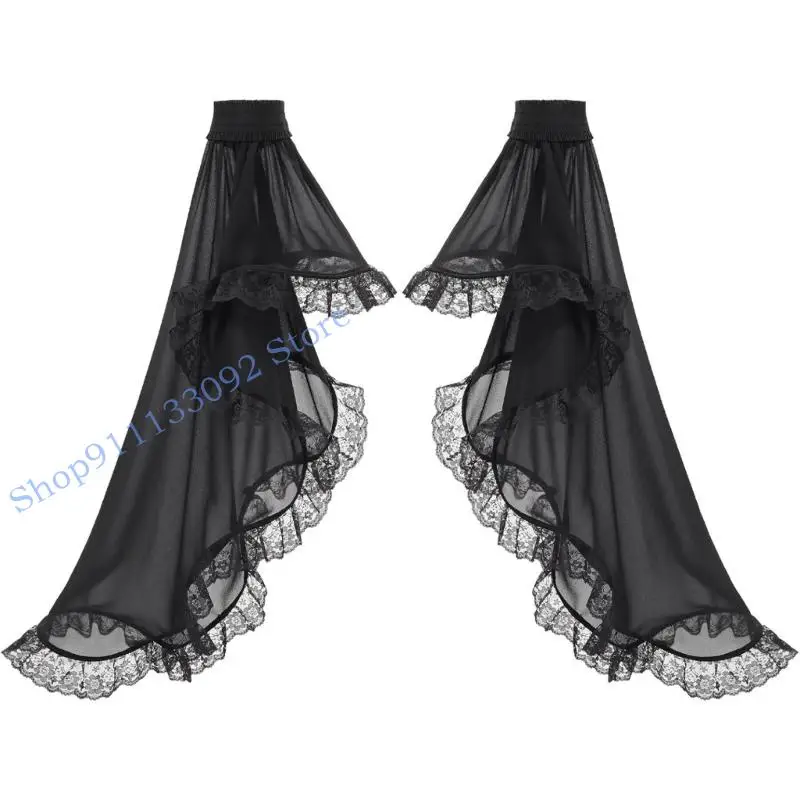 

H9ED женские длинные тюлевые перчатки в викторианском стиле, готические кружевные шифоновые перчатки со съемными рукавами,