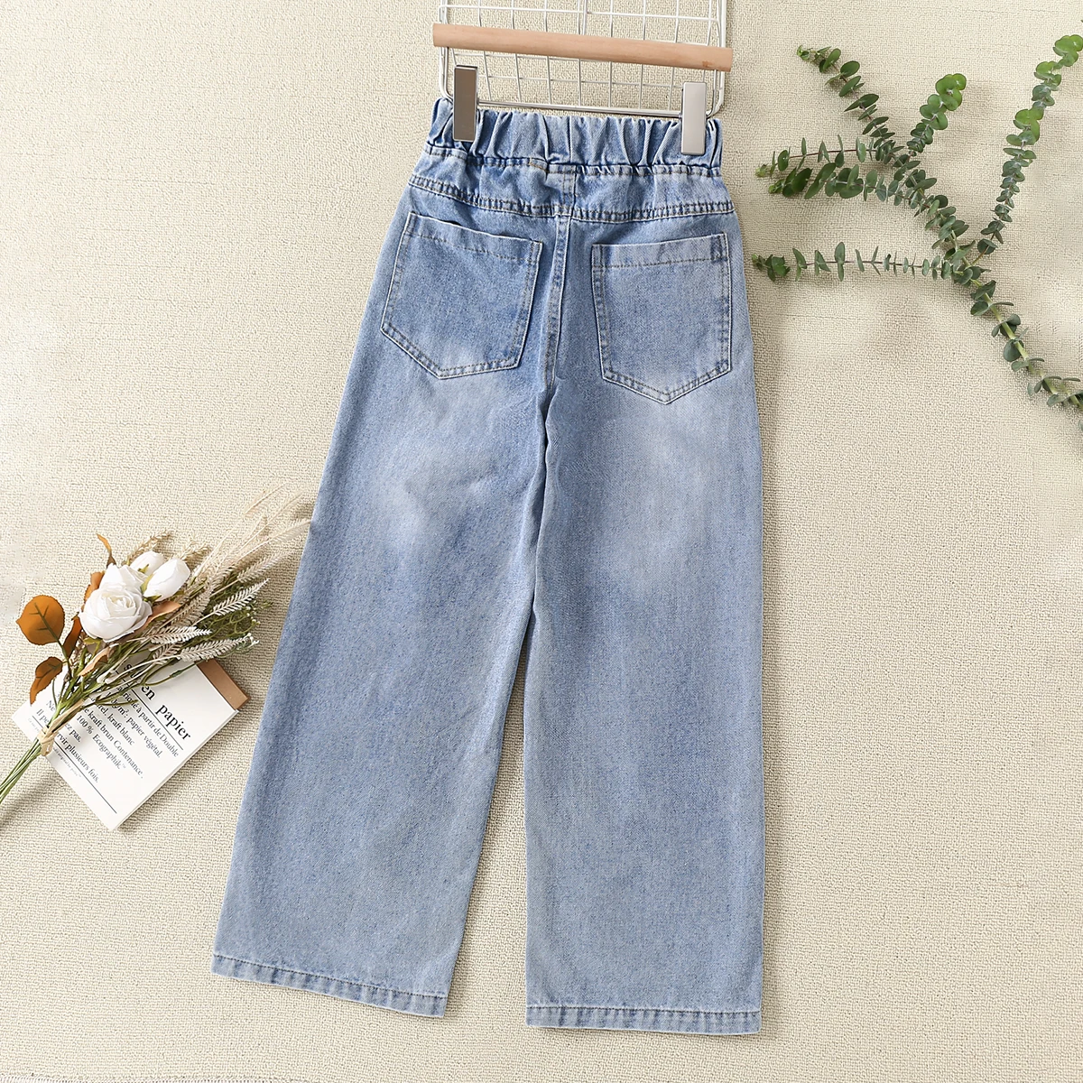 Teenagers Kids Jeans for Girls Denim Pants Wide-legged Spring Autumn Cotton Children Clothes Baby Trousers 4 6 8 10 12 14 Years