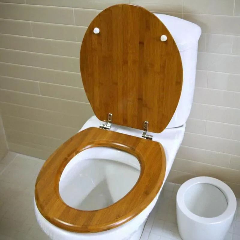 Thickened bamboo toilet cover wood grain household universal toilet cover toilet board seat seat old-fashioned European