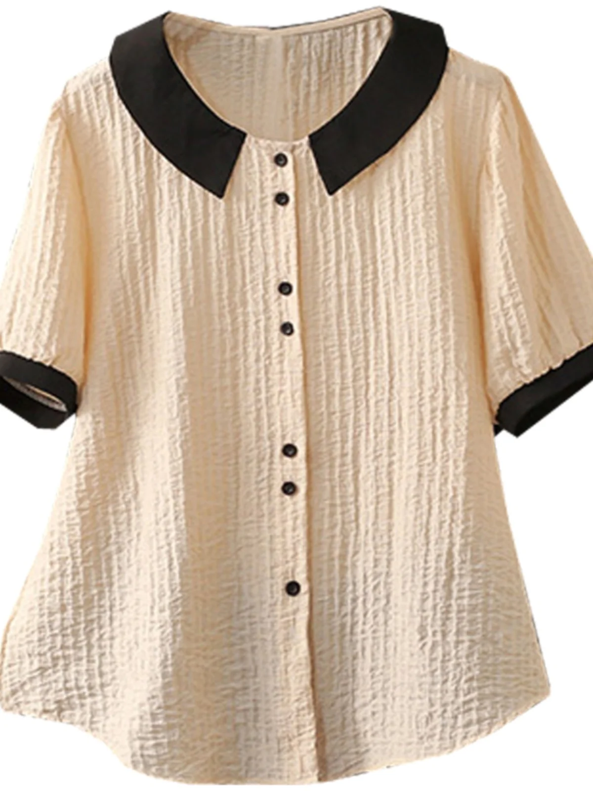 Summer Slimming ort Sve irt Large Size 200 Pou Doll Collar Women's Faion Thin Young Small Figure Thin irt