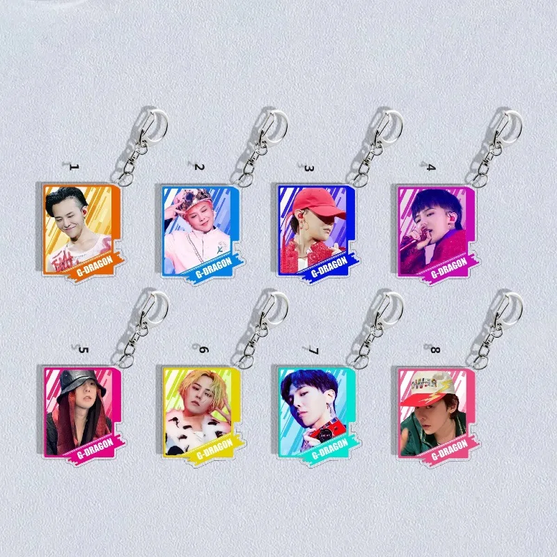 

Kpop G-DRAGON Figure Keychains Power Album Packbag Charms Car Keyring GD Fans Pendants Transparent Acrylic Fashion Accessories