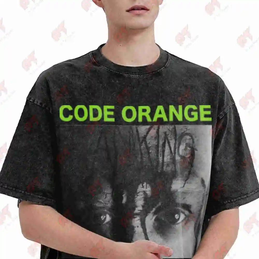 Code Orange I Am King Hardcore Vintage Washed Tee Pure Cotton T-Shirt