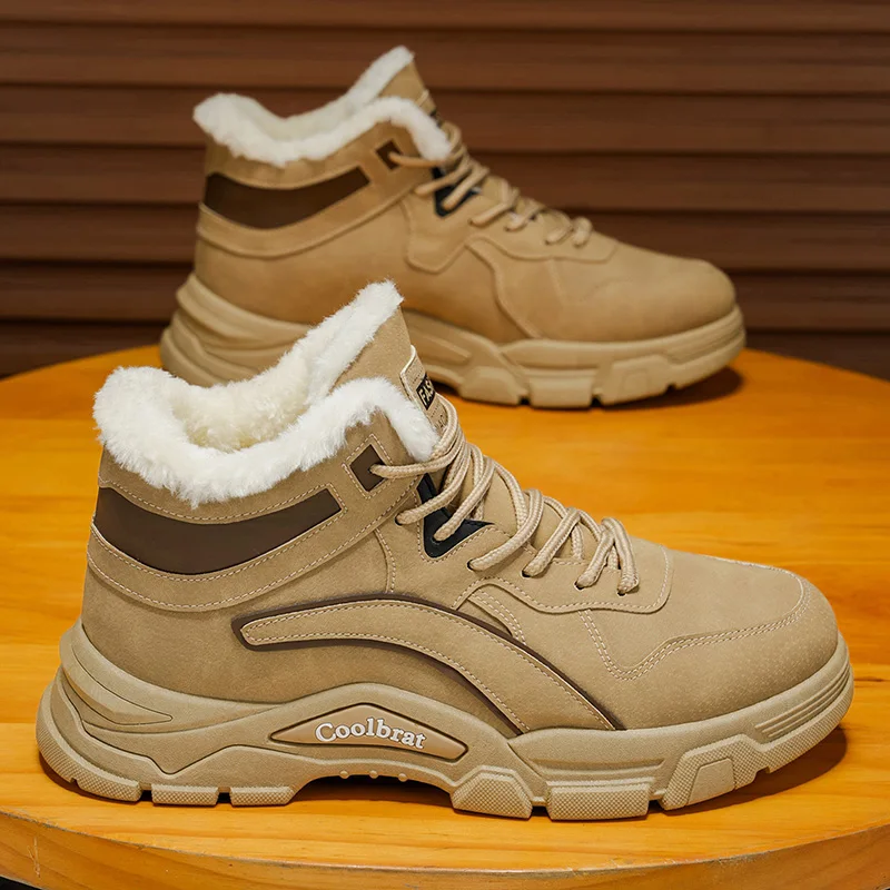 

Men's Snow Boots 2025 New Winter Style, Fleece-Lined, Thickened, Warm Cotton Shoes, Men's Waterproof, Non-Slip, Cold-Proof Cotto