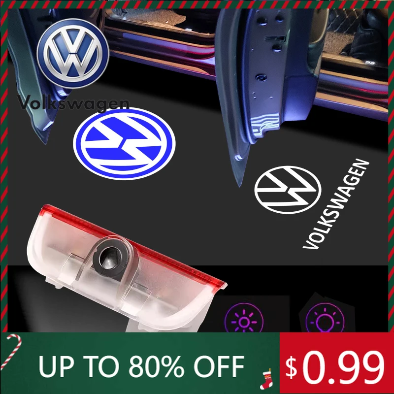 

Наклейки для интерьера, 2 шт., автомобильная эмблема, проекционная лампа, дверные фонари, украшение для VW Golf Touareg Eos CC Passat Variant B8 Tou