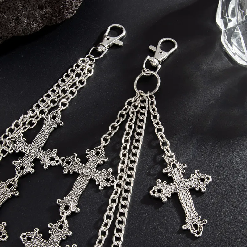 Fashion Punk Metal Pants Chain Hip Hop Waist Chain Cross Pendant Jeans Chain For Men Women Accessories Gifts view 5