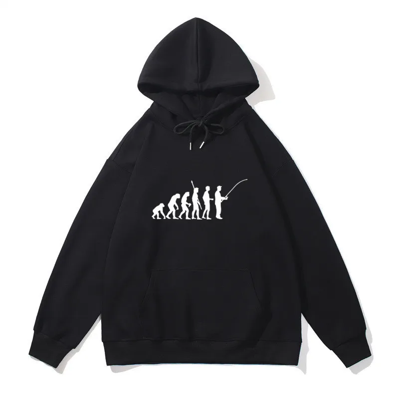 Evolution of Fishing Men Women Cotton Hoodies Sweatshirts Hip Hop Fashion Casual Streetwear