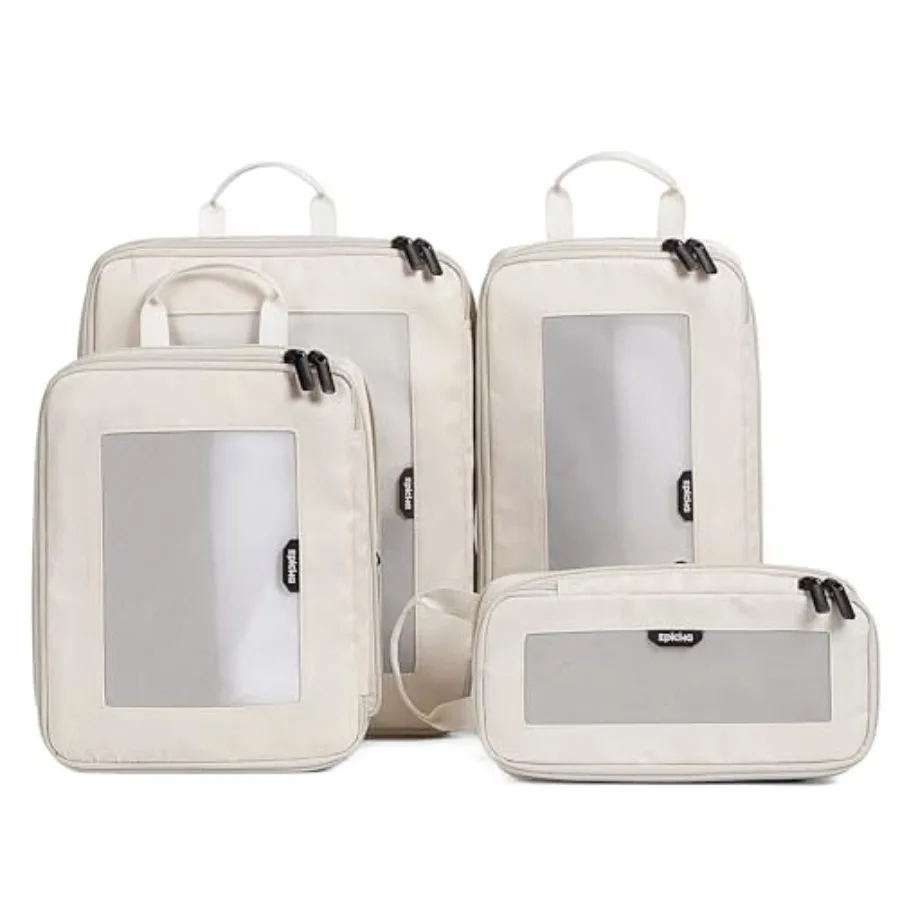 

TripCozy Compression Packing Cubes 4 Set Durable Travel Organizer Bags with Mesh Top Expandable for Carry On Luggage Suitcase B