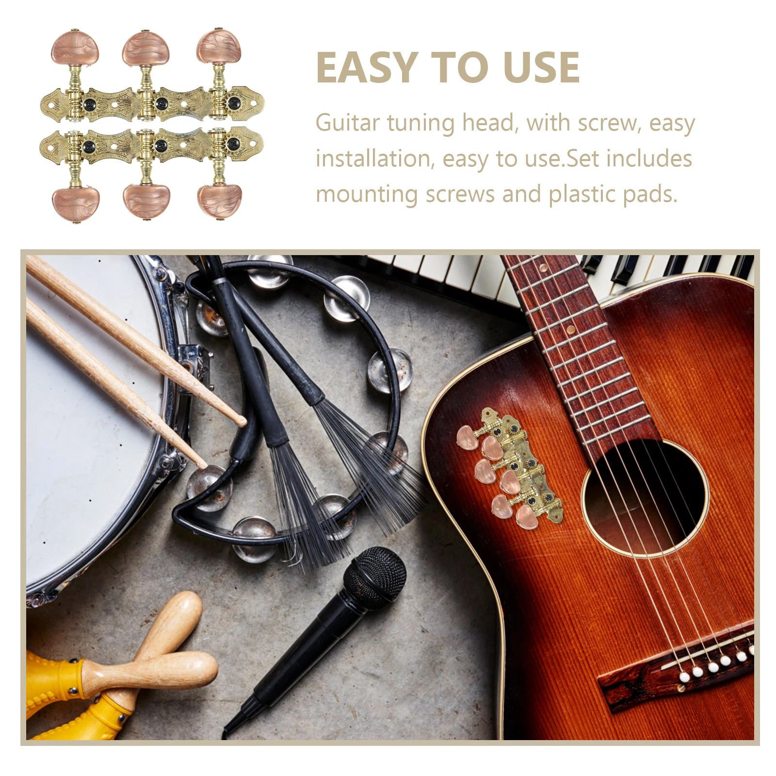 

2 Rows Guitar Peg Tuners Metal Folk Electric Guitar Tuning Pegs Accessories Supplies Instrument Parts