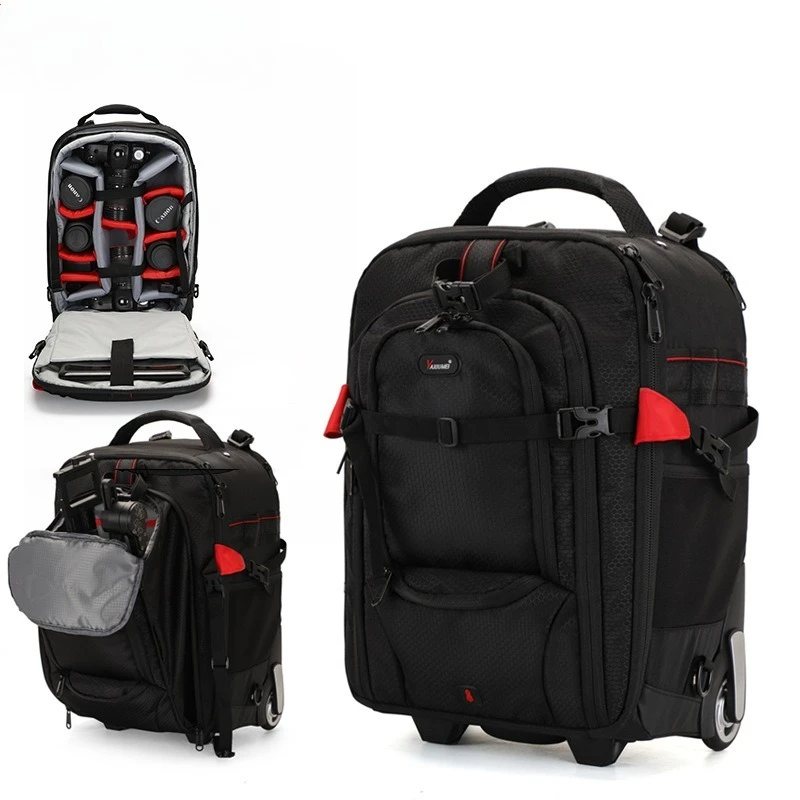 Pull Rod Photography Bag Trolley Backpack Wheel Camera Bag Large Space Travel Trolley Case Storage Earthquake Proof Box Organize