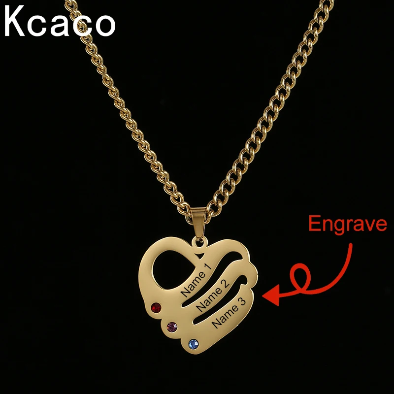 

Personalized Stainless Steel Engrave Name Date Heart and Tree Shape Pendant Necklace with Birthstone 3mm Cuban Chain Necklace