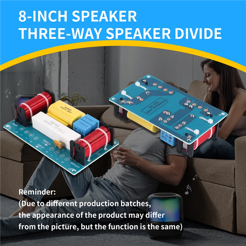 2Pcs WEAH-338 3 Way Audio Frequency Divider Treble + Midrange + Bass Crossover Speakers Filter For 8Inch Speaker DIY-X64A
