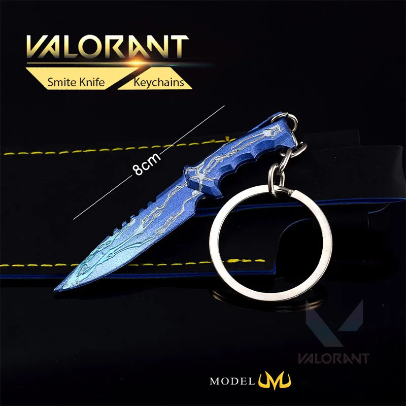 

8cm Valorant Keychains Smite Knife Weapon Model Metal Toy Military Sword Cosplay Game Peripherals Keyrings Boys Gifts Pendant