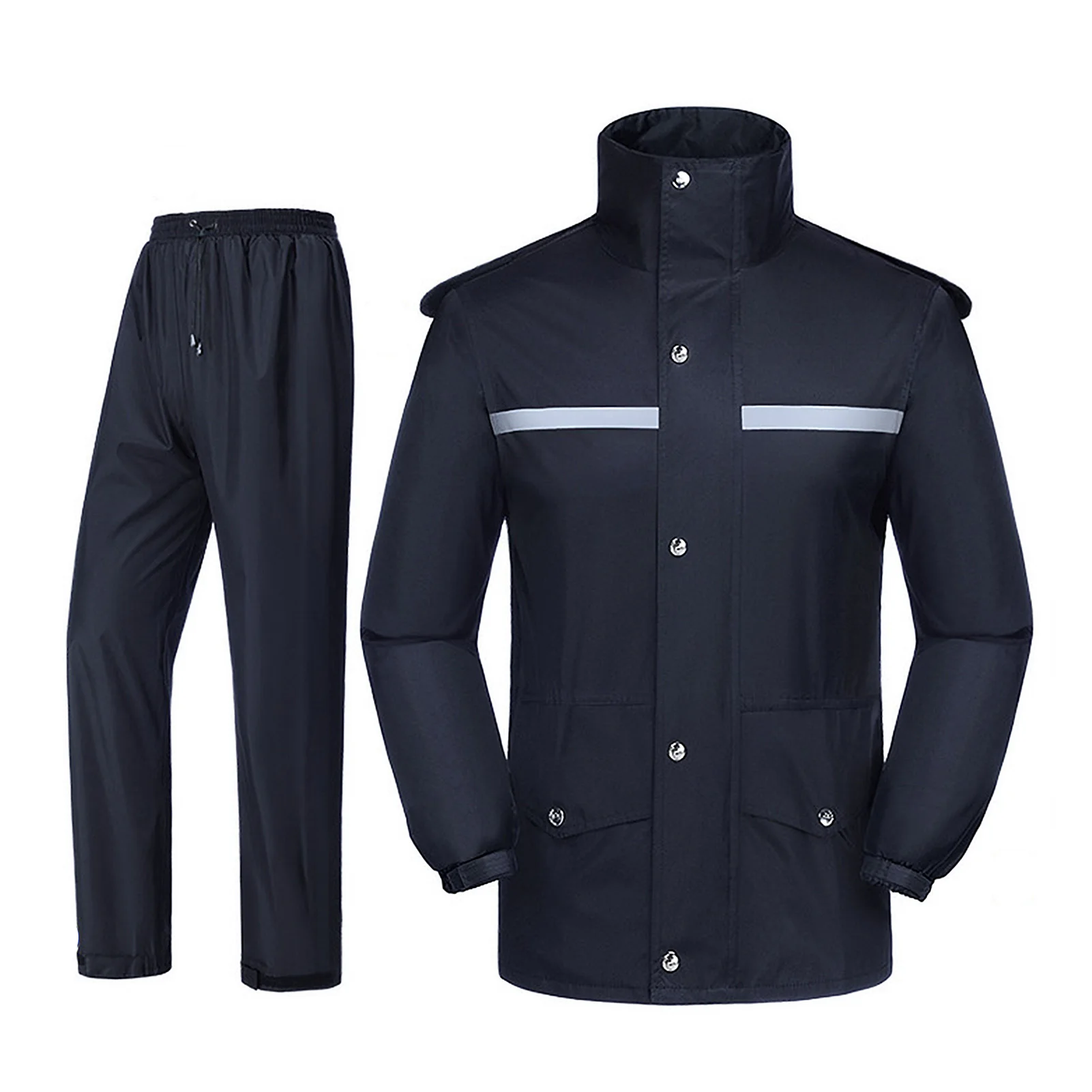 オートバイレインコート防風レインジャケット反射材付きライディングレインコートパンツセットキャンプ釣り用防水レインスーツ