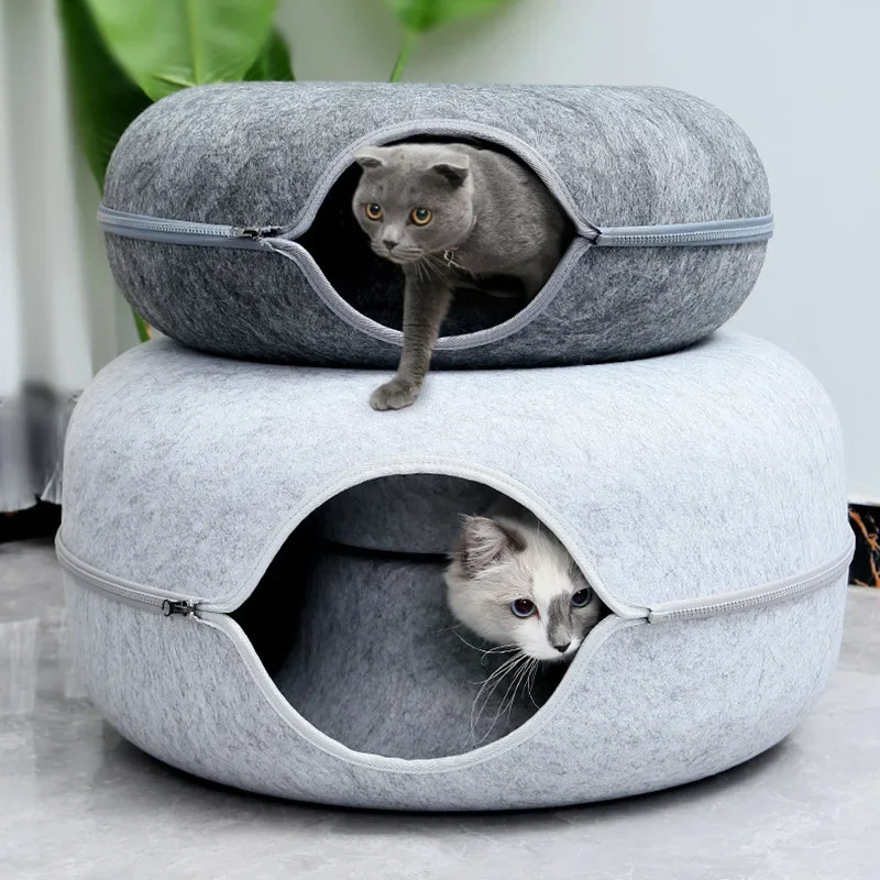 

Donut Cat Bed Pet Cat Tunnel Interactive Game Toy Cat Bed Dual-use Indoor Toy Kitten Sports Equipment Cat Training Toy Cat House