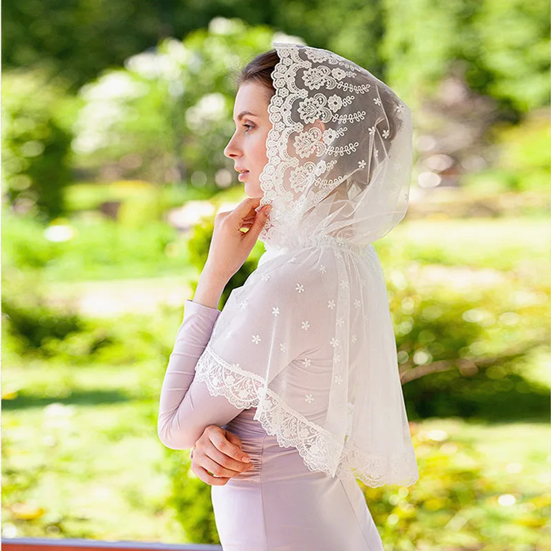 

New Bridal Lace Headscarf Church Prayer Mesh Decorative Headscarf Head Covering Women Bandana Cheveux Femme 4w952