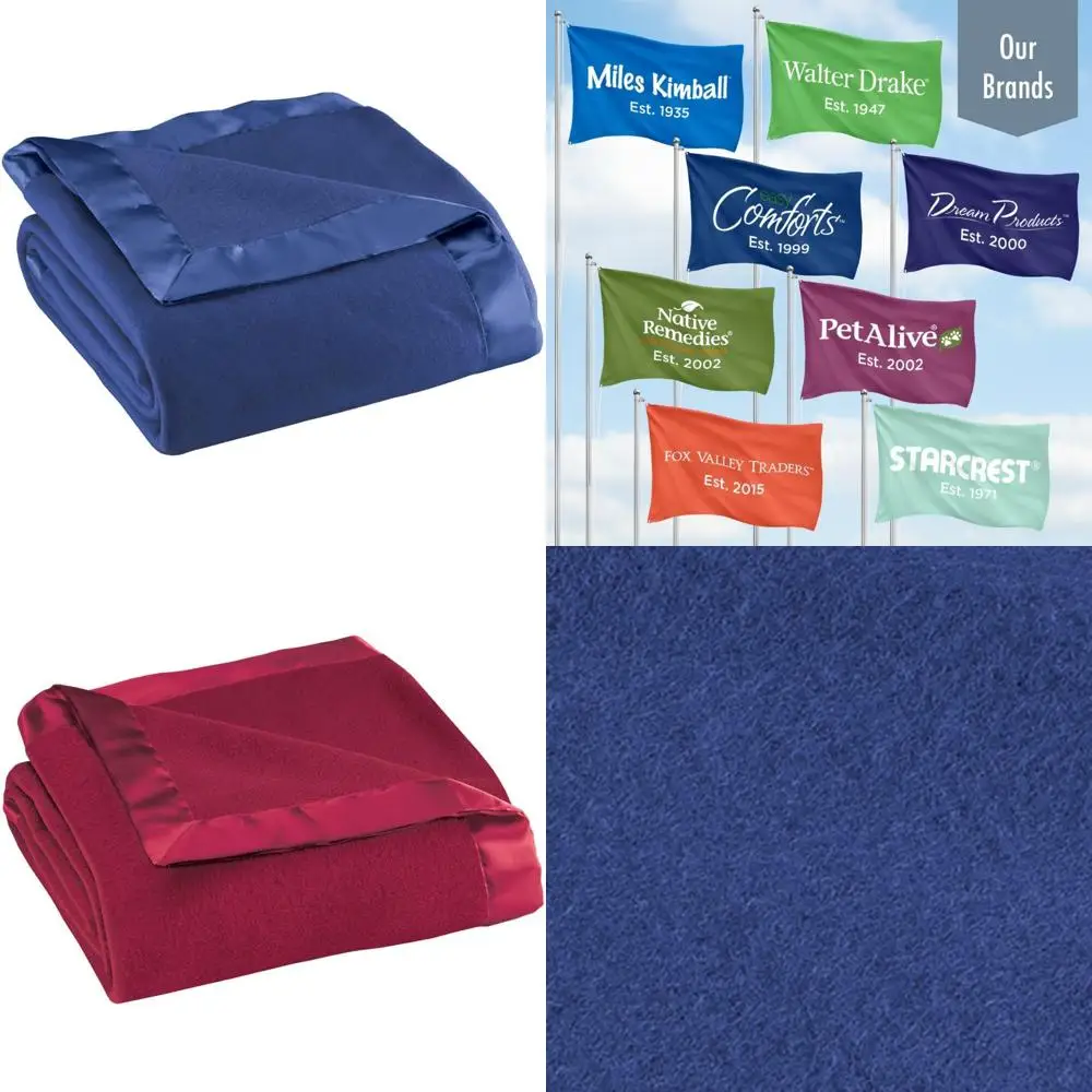 

Polyester Lightweight Fleece Blanket - Cozy Satin Edges, Available in Full/Queen, Twin, or King Size