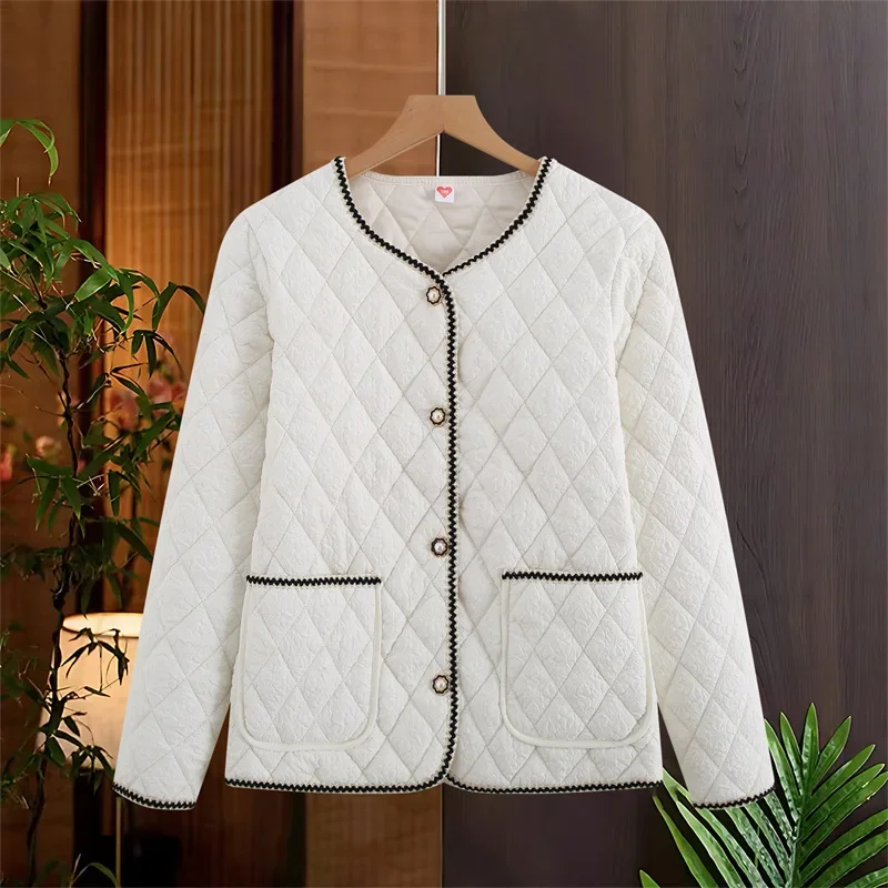 

Autumn Winter Quilted Jacket Women Warm Cardigan Single Breasted Puffer Jacket Light Thin Tops Coat Office Lady Outerwear Trend