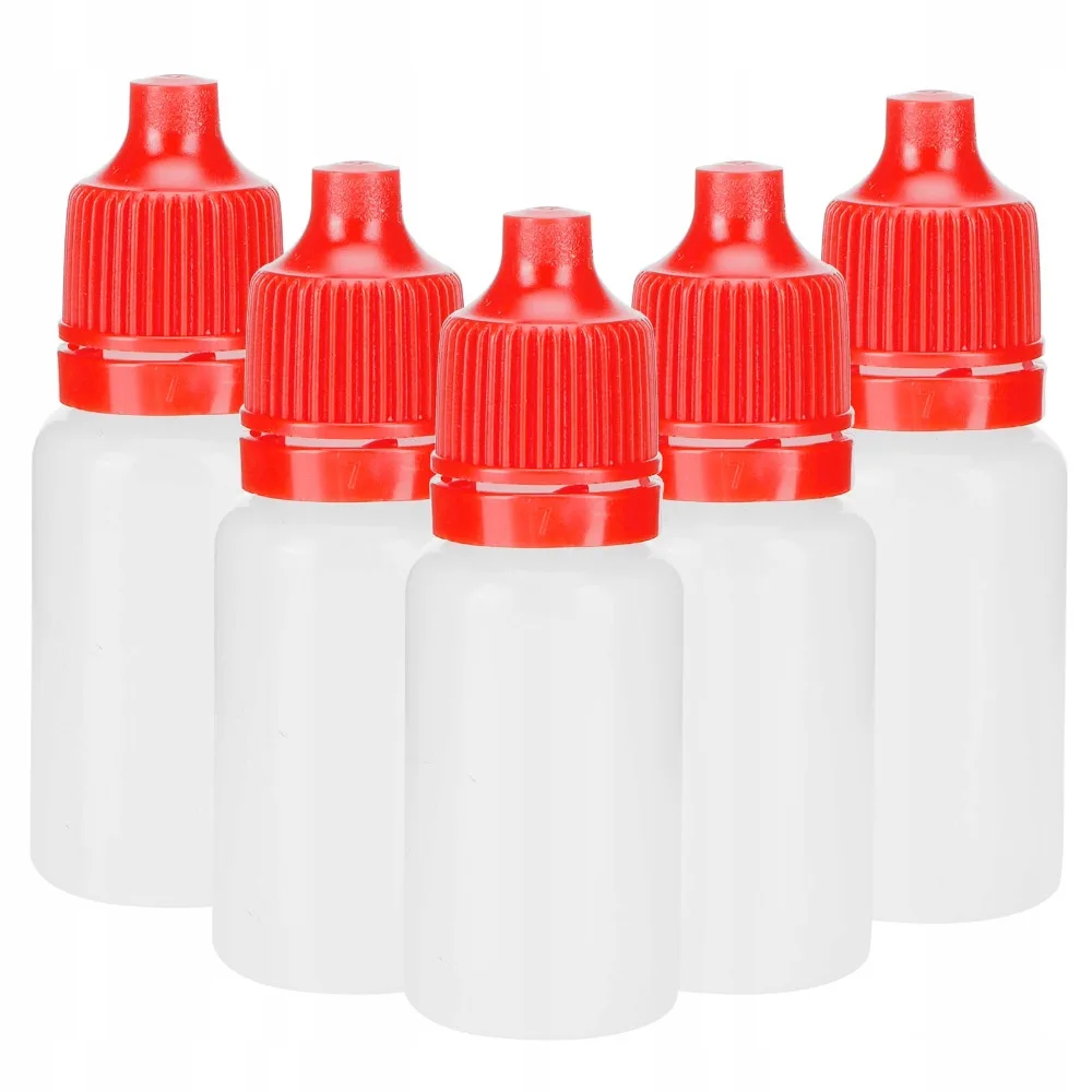 50pcs 3-100ml Empty Translucent Squeezable Eye Liquid Dropper Container with Red Cap Refillable Essential Oil Bottle Wholesale