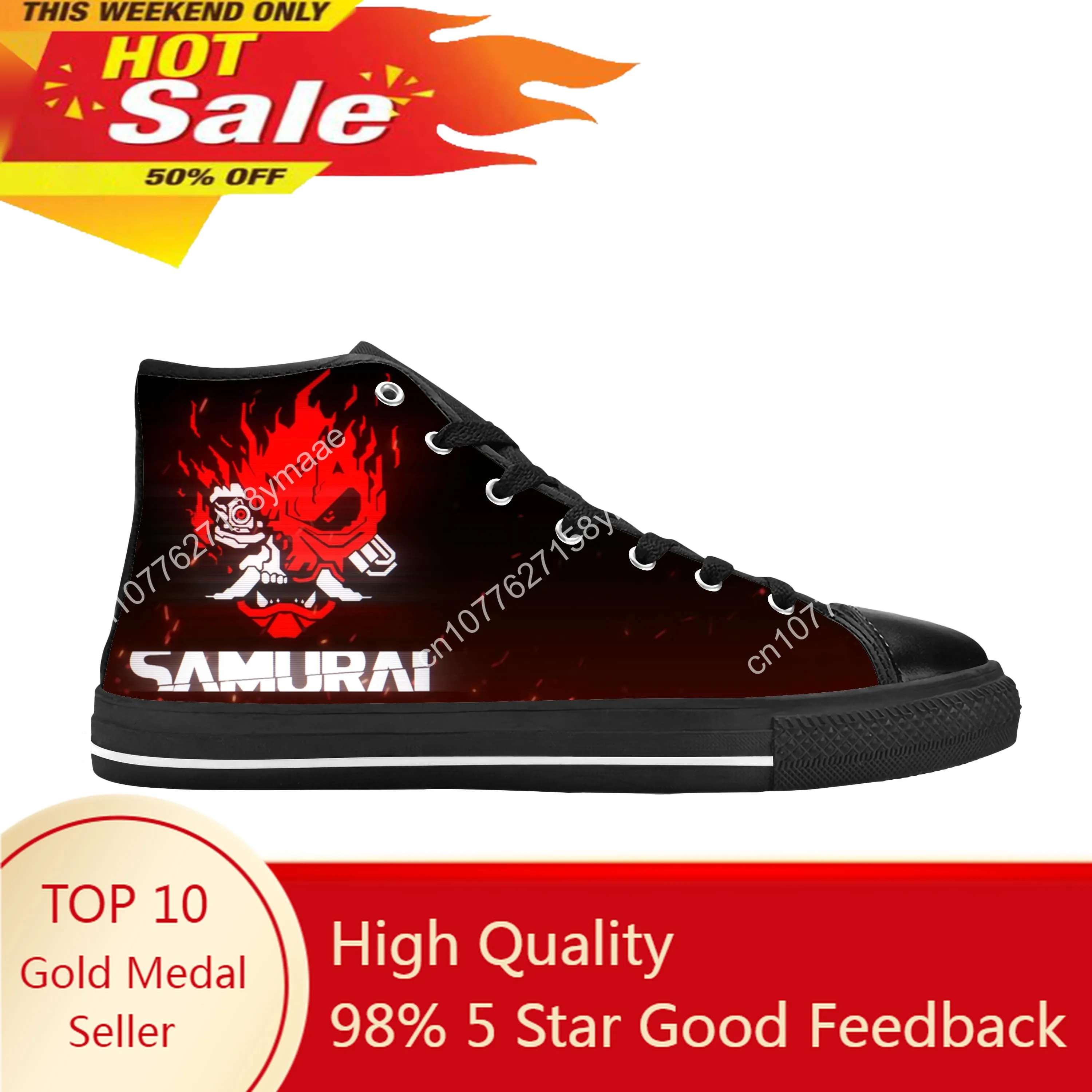 

Vintage Samurai Retro Japanese Gaming 2077 Game Casual Cloth Shoes High Top Comfortable Breathable 3D Print Men Women Sneakers