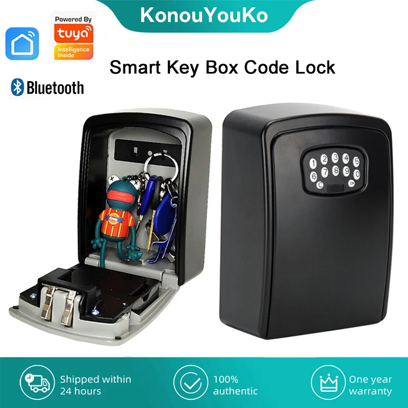 Tuya Smart Key Box with Code Lock Outdoor Wall Mounted Security Key Storage Box Waterproof APP Remote Unlock for Home Apartment