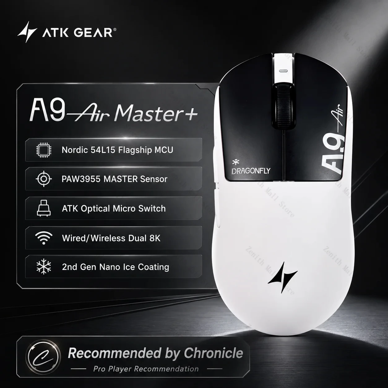 

ATK A9 Air Ultimate Plus/A9 Plus Gaming Mouse Wireless Bluetooth PAW3955 Master Dual 8K Esports Mouse Gaming Accessories