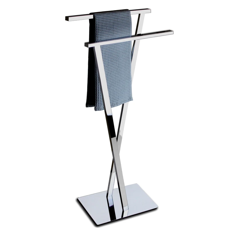 All-copper floor-to-ceiling towel rack, bathroom towel rack, high and low double bars