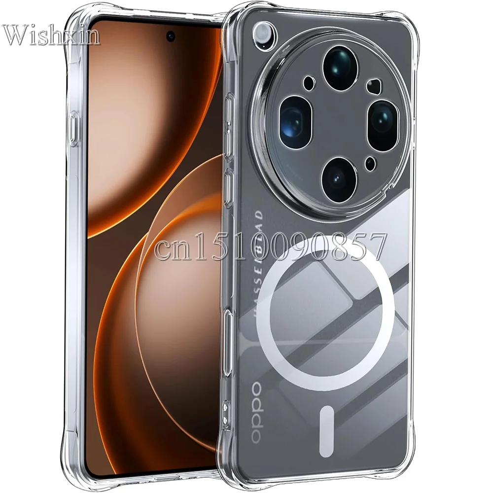 Reinforced Corner Soft TPU Clear Shockproof  Magnetic Wireless Charging Case Cover for OPPO Find X9 Ultra