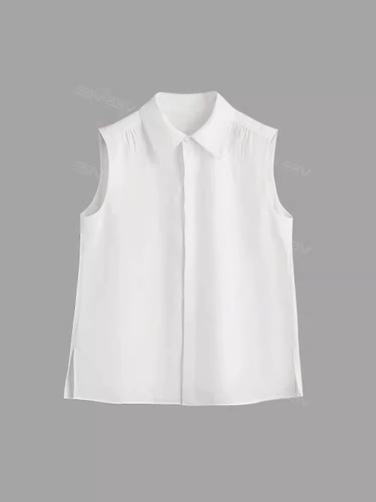 Blue Plaid Svel  irt Women's Spring Faion Inner Wear Layering Tool with Collar Vest Tank Top Korean Loose Fit