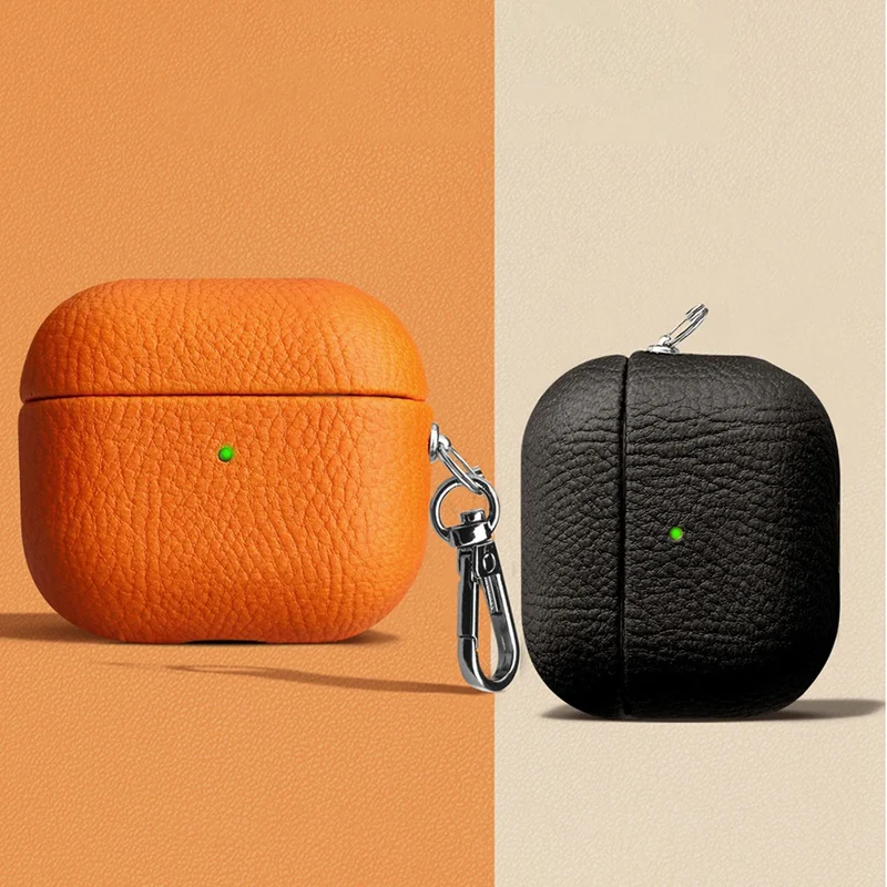 For  Case Lychee Pattern Earphone Cover Protective Earphone Cover For  Pro Cases Shell Trend -Brown