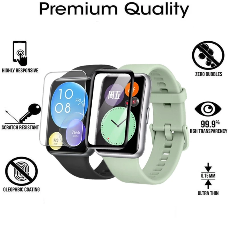 Proteggi schermo curvo completo da 2 pezzi per Huawei Watch Fit 2 vetro temperato per Huawei Fit 2 Smart Watch Wristband pellicola protettiva
