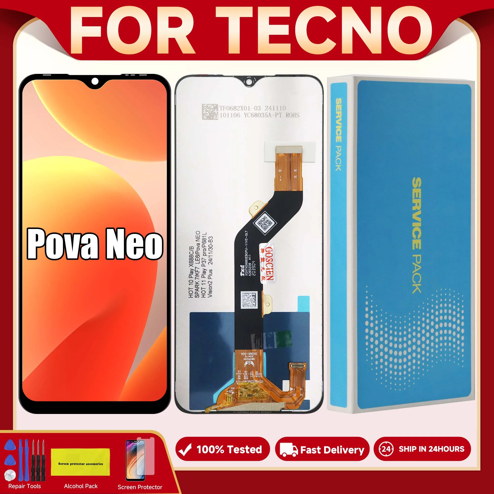 Pour Tecno Pova Neo LE6 LE6h LCD cran tactile numriseur assemble accessoire de remplacement