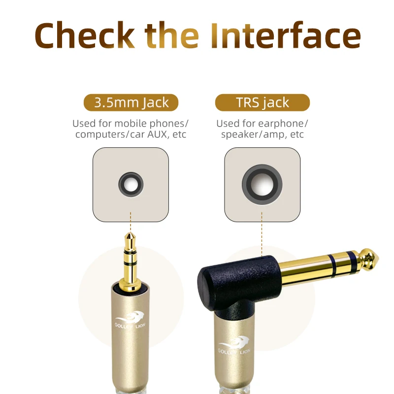 3.5mm To 6.35mm Adapter Aux Cable for Mixer Amplifier Gold Plated 3.5 Jack To 6.5 Jack 3m 5m Aux Cabo Male To Male