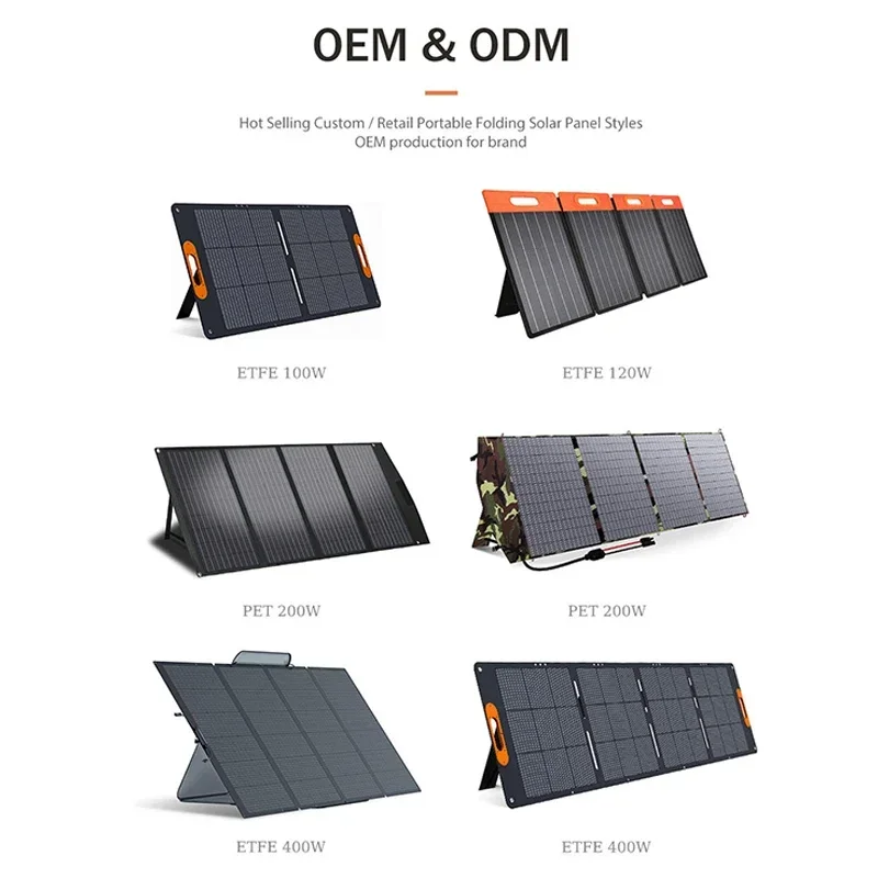 Panel solar plegable portátil de 100W, respaldo de energía de panel solar plegable impermeable IP65, cargador solar para central eléctrica RV Camping