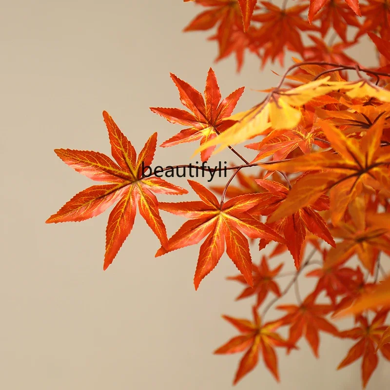 زهرة اصطناعية مدرجة على شكل شجرة خضراء تصفيح خشب القيقب الأحمر ديكور كبير داخلي وخارجي أشجار وهمية نافذة الفندق