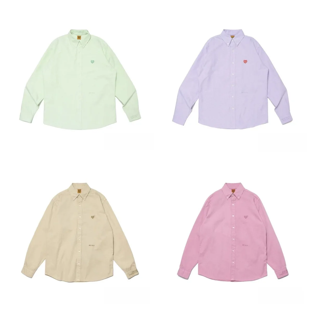 

Новая зеленая рубашка Humanmade с длинным рукавом и вышивкой «Любовь», модель 2025 года