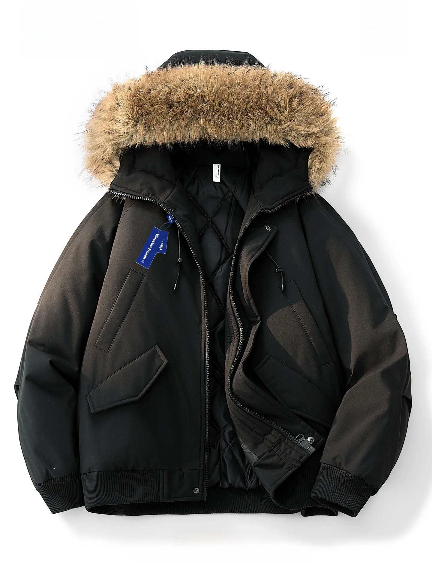 

Мужская парка Wassup Dozen с капюшоном и меховым воротником, теплая, ветрозащитная, хлопковая, для зимы, повседневная, свободного кроя